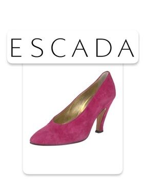 [Escada] Magenta Pink Suede Slip-On Block Heel Vintage Pumps Heels Women’s 6